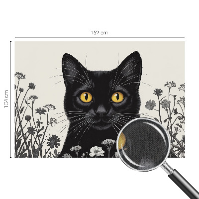 3D photo wallpaper mural with a cat and floral motif