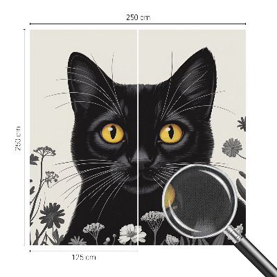 3D photo wallpaper mural Cat flowers
