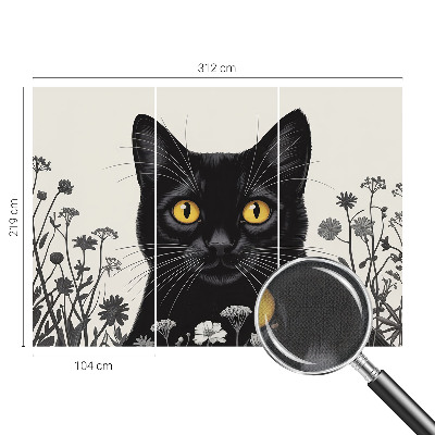 3D photo wallpaper mural Cat flowers