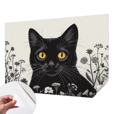 3D photo wallpaper mural Cat flowers