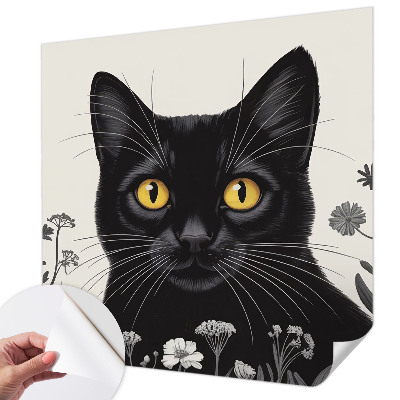 3D photo wallpaper mural Cat flowers