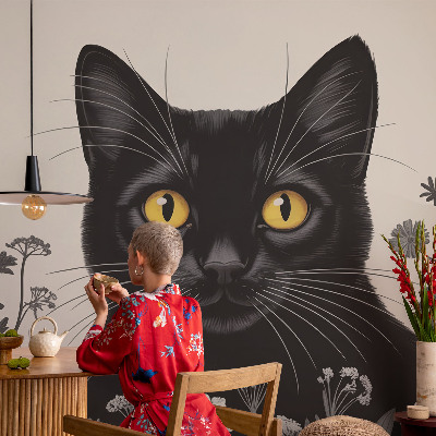 3D photo wallpaper mural Cat flowers