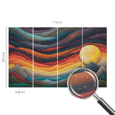 Peel and stick wall mural with a colorful mountain design