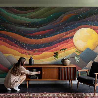 Peel and stick wall mural Colorful mountains