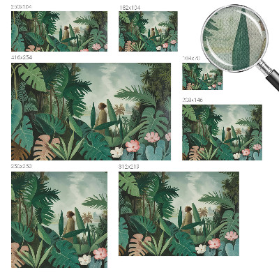 Self-adhesive wall mural with an exotic jungle motif
