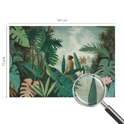 Self-adhesive wall mural with an exotic jungle motif