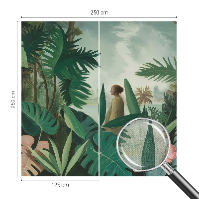 Self-adhesive wall mural with an exotic jungle motif