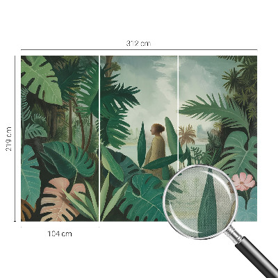 Self-adhesive wall mural with an exotic jungle motif