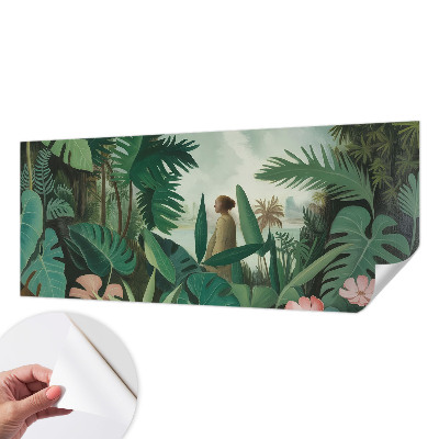 Self-adhesive wall mural with an exotic jungle motif