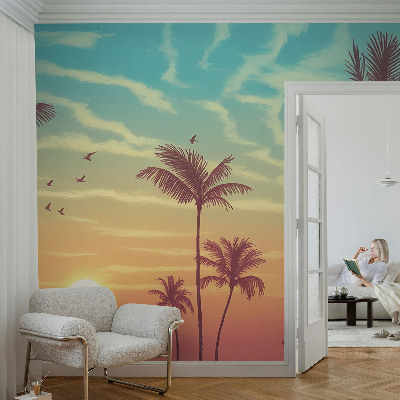 Self-adhesive photo wallpaper with a tropical landscape design