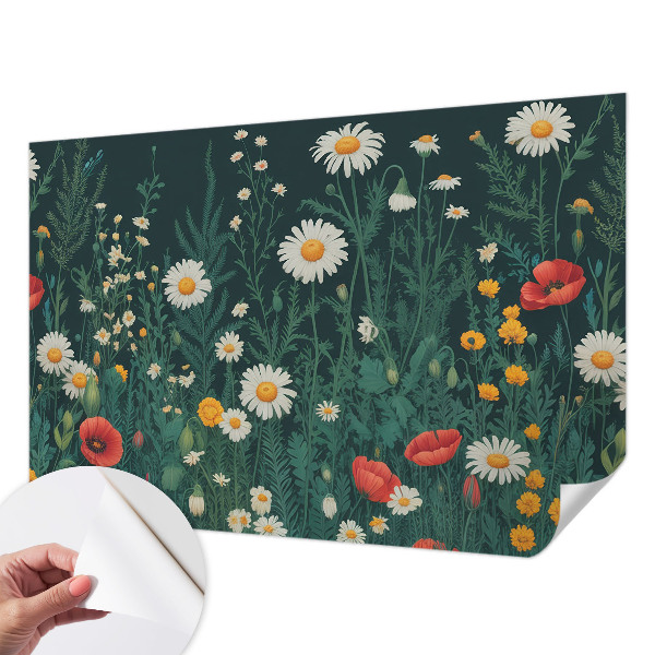 Removable wall mural wallpaper Wildflowers