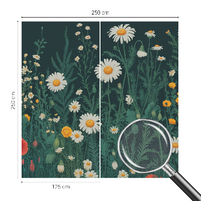 Removable wall mural wallpaper with a wildflower design