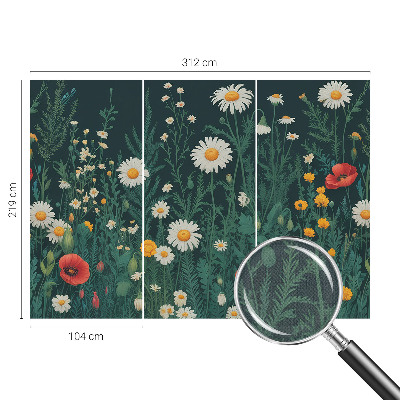 Removable wall mural wallpaper with a wildflower design