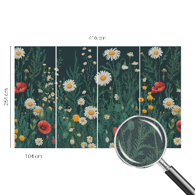Removable wall mural wallpaper with a wildflower design