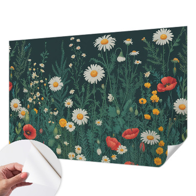 Removable wall mural wallpaper Wildflowers