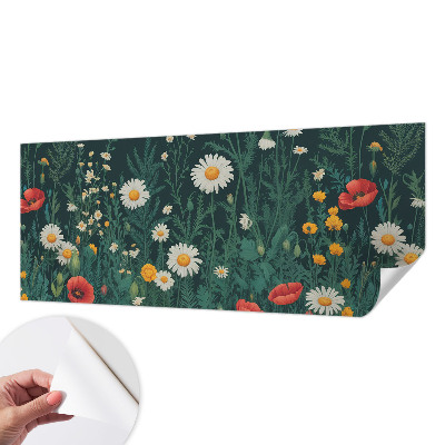 Removable wall mural wallpaper with a wildflower design