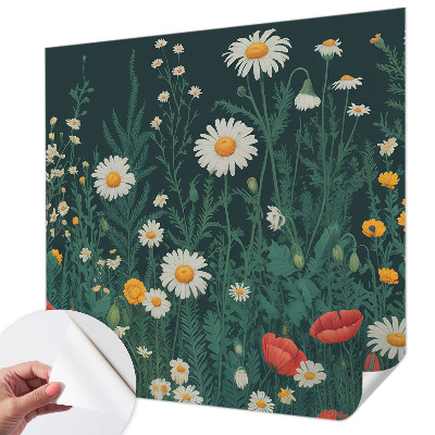 Removable wall mural wallpaper with a wildflower design