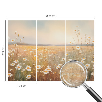 Peel and stick wall mural for the living room with a flower meadow design