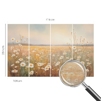 Peel and stick wall mural for the living room with a flower meadow design