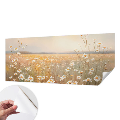 Peel and stick wall mural for the living room with a flower meadow design