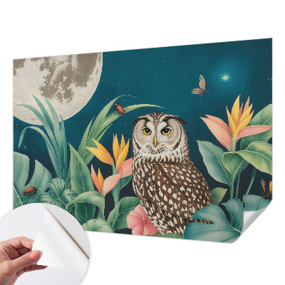 Peel and stick wall mural for bedroom with a Moon Safari design