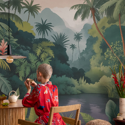 3D wall mural with an exotic scenery design