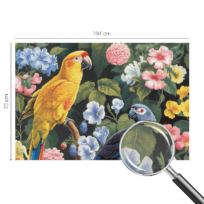 Nursery wall mural with an exotic birds design