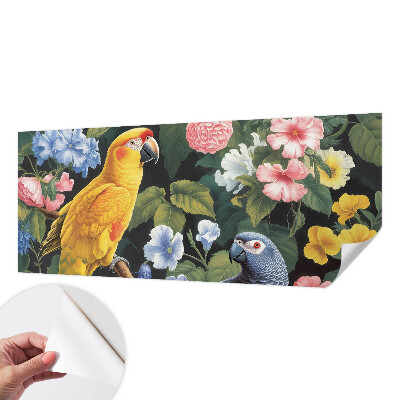Nursery wall mural with an exotic birds design