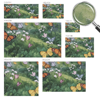 Baby room wall mural with a butterflies-in-the-meadow design