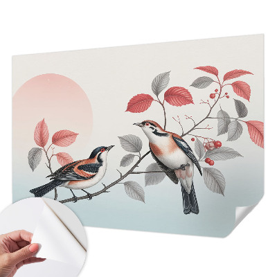 Children's wall mural with a sitting bird motif