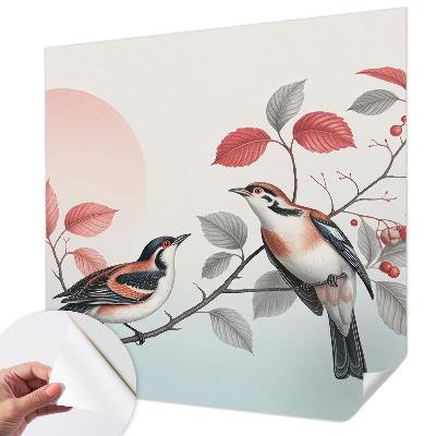 Children's wall mural with a sitting bird motif
