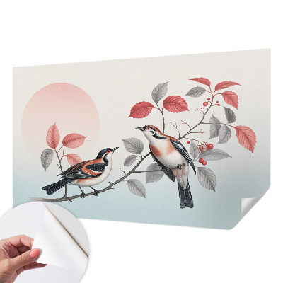 Children's wall mural with a sitting bird motif