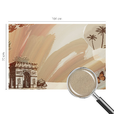 Peel and stick wallpaper mural with an exotic travel motif