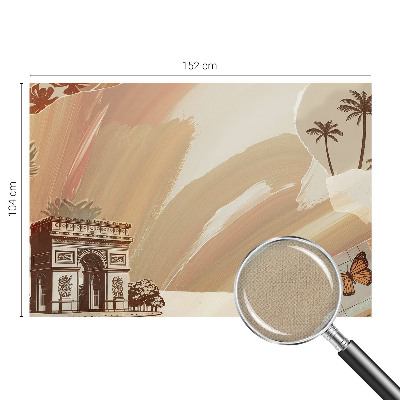 Peel and stick wallpaper mural with an exotic travel motif