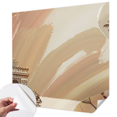Peel and stick wallpaper mural with an exotic travel motif