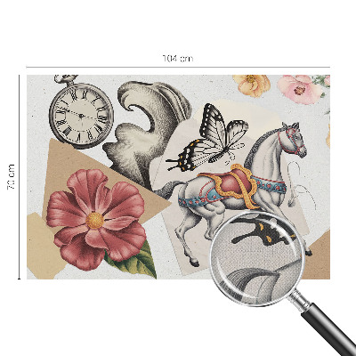 Self-adhesive wall mural with a vintage floral design