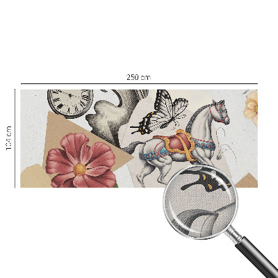 Self-adhesive wall mural with a vintage floral design