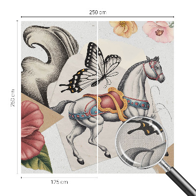 Self-adhesive wall mural with a vintage floral design