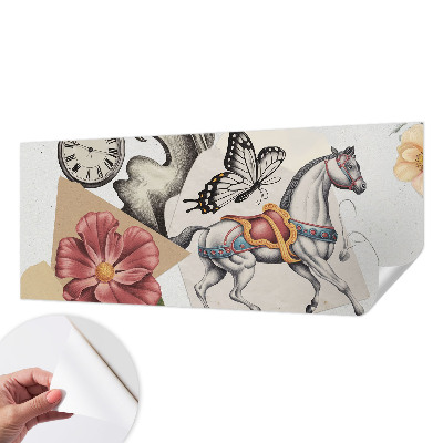 Self-adhesive wall mural with a vintage floral design