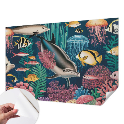 Stick-on wall mural Underwater fauna