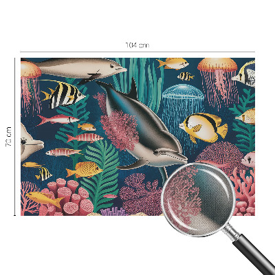 Stick-on wall mural with an underwater fauna design
