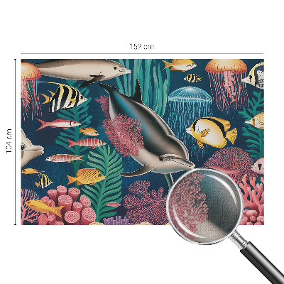 Stick-on wall mural with an underwater fauna design