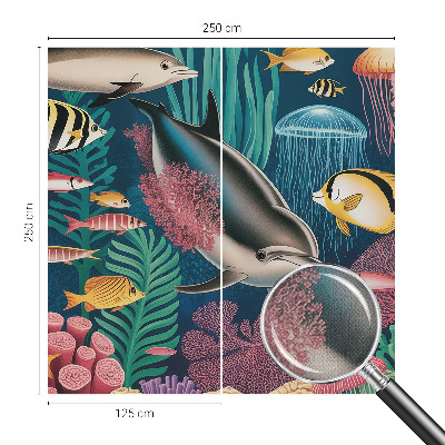 Stick-on wall mural with an underwater fauna design