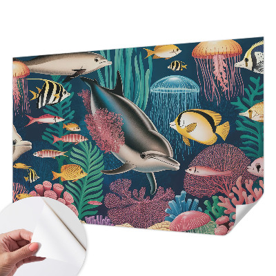 Stick-on wall mural Underwater fauna