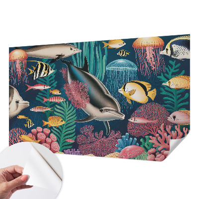 Stick-on wall mural Underwater fauna