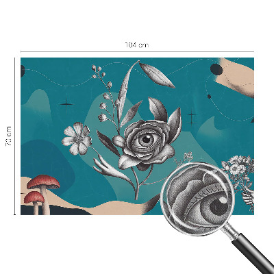 Removable wall mural wallpaper with a floral eye pattern
