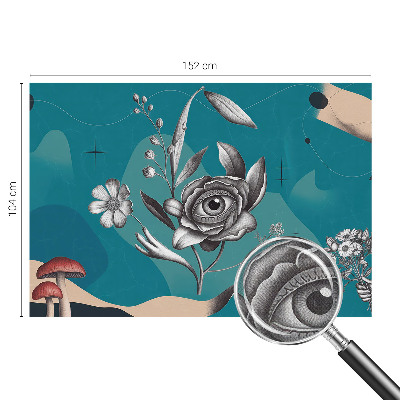 Removable wall mural wallpaper with a floral eye pattern