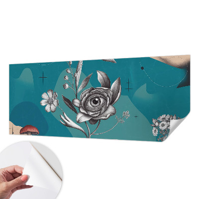 Removable wall mural wallpaper with a floral eye pattern