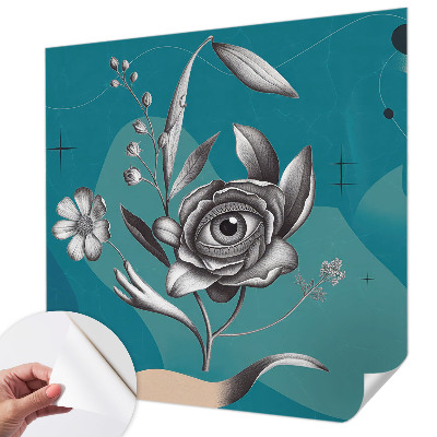 Removable wall mural wallpaper with a floral eye pattern