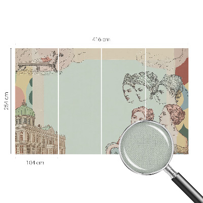 Removable wall mural with a classic collage design